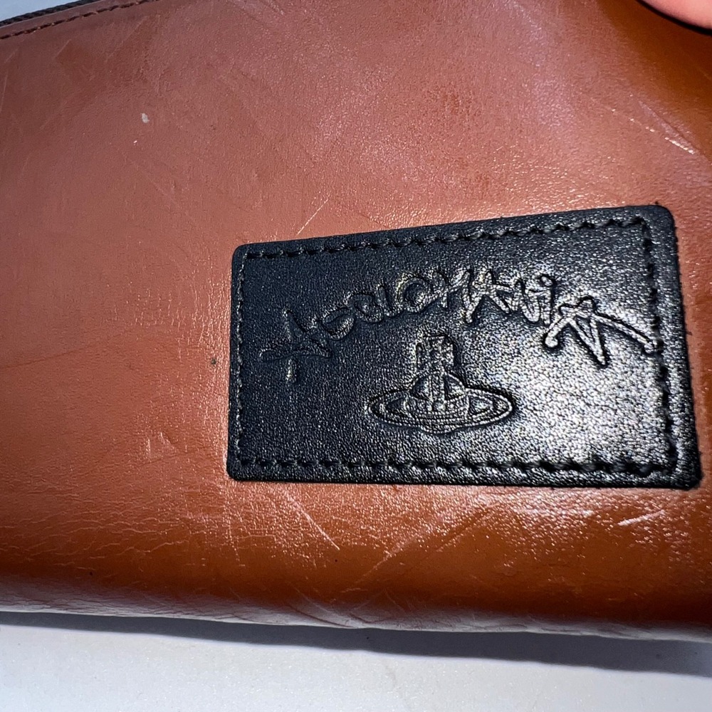 Vivienne Westwood Anglomania Brown Embossed Orb Logo Zip Around Wallet - Picture 3 of 10